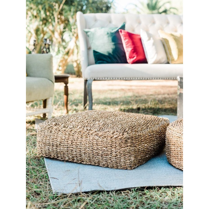 Square Rattan Pouf